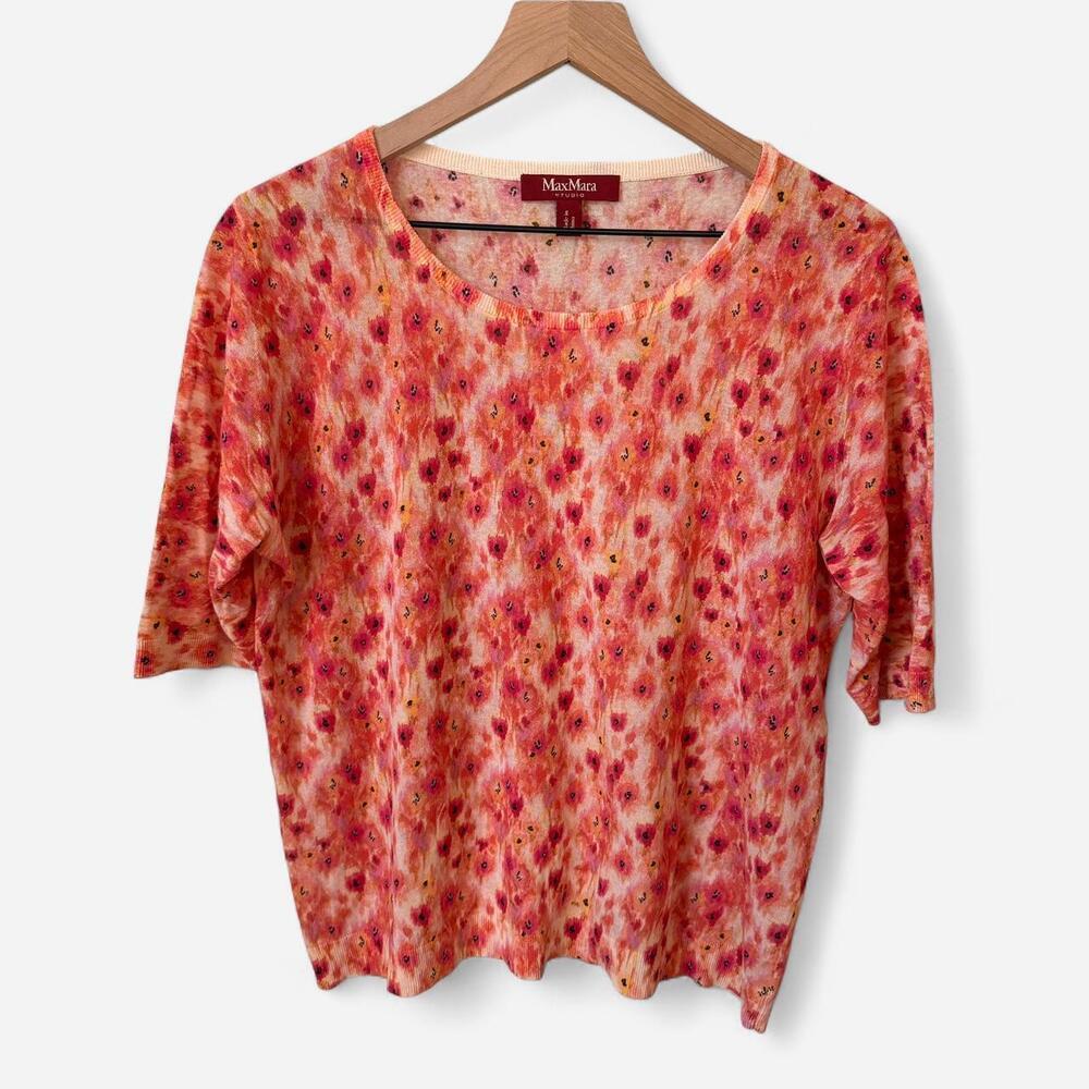 Max Mara Short Sleeve Floral Blouse Size L